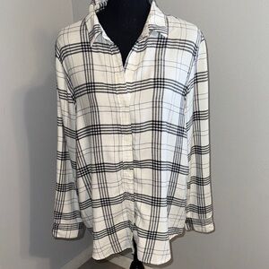 Black and White Plaid Button-Up Shirt